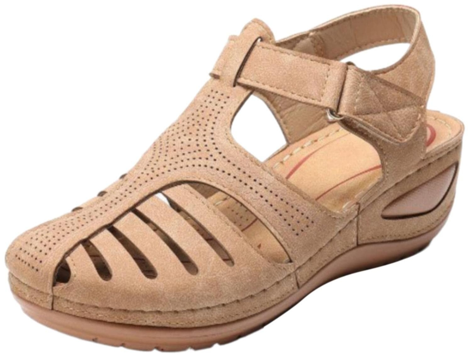 Rennrad Schuhe Damen Sandalen mit dicker Sohle für Frauen, weiches , geschlossene Zehen, Vintage-Anti-Rutsch-Sandalen, dicke Sohle, Premium-Schuhe, hohle Sandalen Jack Damen Sandalen 42 (Brown, 40) - 40 EU Weit