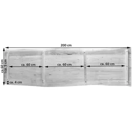Sam Tischplatte Baumkante Akazie Natur 200 x 60 cm CURT