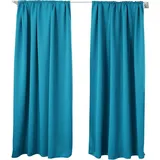Woltu 2er Set Gardine blickdicht 250 g/m2 mit Kräuselband türkis 135x245 cm - Woltu