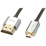 Lindy Cromo Slim High Speed mit Ethernet HDMI 1.4 Kabel Typ-A/Typ-D Micro, 2m (41682)