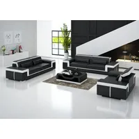 JVmoebel 3-Sitzer Designer Sofa aus italienischem Leder mit verstellbaren Kopfstützen, Made in Europa schwarz