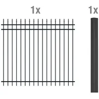 GAH Alberts Alberts Zaun-Anbauset Columbus matt schwarz zum Einbetonieren Höhe 1800 mm Länge 2 m