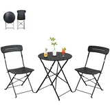 luxuskollektion Bistroset 2 Stühle Balkonmöbel Schwarz Schwarz mit Nut