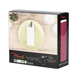 Mank Bestecktasche, 85 x 200 mm, mit 2-lagiger Tissue-Serviette in Weiß, - 100)