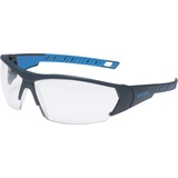 Uvex Schutzbrille - kratzfest und beschlagfrei - leichte und sportliche Sicherheitsbrille, Arbeitsschutzbrille mit UV-Schutz - anthrazit-blau/transparent