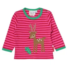 Toby Tiger Langarmshirt Langarmshirt mit Rehkitz Applikation rosa 110