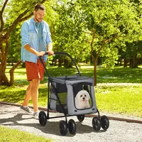 PawHut Hundewagen faltbarer Hundebuggy bis 20 kg Grau/Schwarz onesize