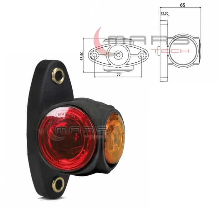 LKW LED Seitenmarkierungsleuchte 24V, Rot - Orange Farbe
