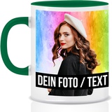 Fototasse selbst gestalten, Keramik - Personalisierte Tasse mit Foto und Text personalisiert mit eigenem Foto Motivtasse Geschenktasse Firmentasse, Dunkelgrün