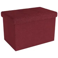 Intirilife Faltbare Sitzbank 49x30x30 cm in GRANAT ROT - Sitzwürfel mit Stauraum aus Stoff mit Mulden