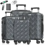 Kesser KESSER® Reisekoffer Set 4-teilig Kofferset ABS Hartschalenkoffer mit Zahlenschloss, Kofferwaage & Reisebrieftasche 360° Rollen Handgepäck & große Koffer für Business & Reise Trolley