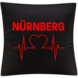 multifanshop Kissenbezug - Nürnberg - Herzschlag - Druck rot - Kissen