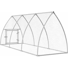 vidaXL Hühnerkäfig Silbern 300x105x120 cm Verzinkter Stahl