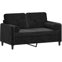 vidaXL Sofa 2 Sitzer, Couch mit Zierkissen, Liegesofa für Wohnzimmer, Polstersofa Sessel Relaxsofa Loungesofa Relaxcouch, Schwarz Samt