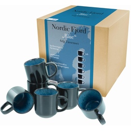 CreaTable CreaTable, Nordic Fjord, 6-teiliges Geschirrset, Kaffeebecher Set aus Steinzeug, spülmaschinen- und mikrowellengeeignet, Qualitätsproduktion