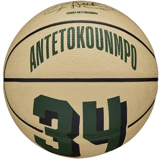 Wilson Basketball, NBA Player Icon Mini, Giannis Antetokounmpo, Milwaukee Bucks, Outdoor und Indoor, 3, Grün / Beige