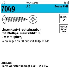 Reyher Blechschraube ISO 7049 LIKO Spitze/PH C 3,5x 32-H A 2 100 Stück
