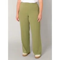 Base Level Curvy "Arah", Damen, Gr. 48, Länge 32, grün, Web, Obermaterial: 97% Polyester, 3% Elasthan, loose fit extralang, Hosen Treggings, mit elastischem Bund