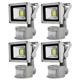 Greenmigo 4X 20W SMD LED Fluter Floodlight Strahler mit Bewegungsmelder Licht Scheinwerfer Außenstrahler Wandstrahler Aluminium IP65 Wasserdicht A...