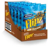 McVitie's Flipz Milk Chocolate Brezel, knusprige Salzbrezeln mit Milchschokolade, Salzgebäck mit süß-salzigem Geschmack für einzigartigen Knabberspaß, 6x90 g