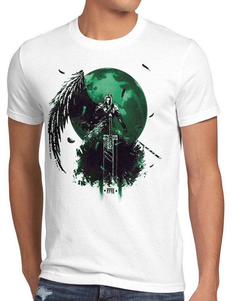 style3 Print-Shirt Herren T-Shirt Sephiroth VII fantasy final 7 avalanche ps4 ps5 pro rpg ios japan weiß M