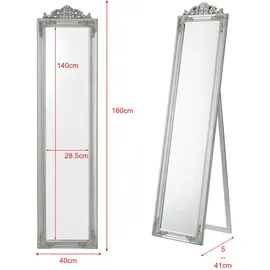[en.casa] Standspiegel Arezzo 160x40 cm Silber