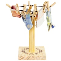 BRUBAKER Dekofigur Geldwäschespinne als Geldgeschenk, Geldspinne, Fotospinne aus Holz für Geschenk, Höhe 20 cm beige