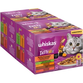 Whiskas 48x 85g Multipack Tasty Mix Portionsbeutel Country Collection in Sauce Katzenfutter nass