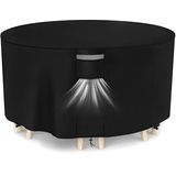 Dokon Abdeckung für Gartenmöbel Wasserdicht Winterfest 420D Oxford Gewebe Winddicht Anti-UV Abdeckplane Loungemöbel Möbelsets Sitzgruppe Gartentisch Schutzhülle Rund - Ø190x80cm