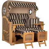 Mr. Deko Strandkorb Düne Grande Bullauge Teak PE Banana Dessin 581
