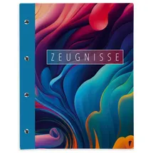 itenga Zeugnismappe 33105951, mit Motiv, A4, Buchschrauben erweiterbar, bunte Wellen, 12 Hüllen