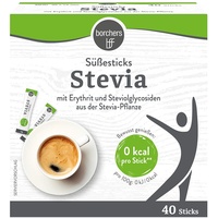 borchers Stevia Süßesticks mit Erythrit | Süßungsmittel | Ohne Kalorien | Tafelsüße | 40 Stück