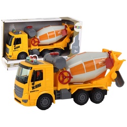LEAN Toys Spielzeug-Auto Betonmischer Truck LKW Sound Spielzeug Miniatur Baufahrzeug Maschine orange