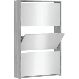 vidaXL Schuhschrank mit Spiegel 63 x 102,5 x 17 cm grau / grau