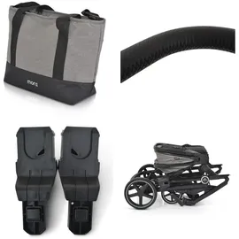 Moni Kinderwagen 2 in 1 Tokyo 22 kg umbaubar Wickeltasche Stoßdämpfer klappbar grau