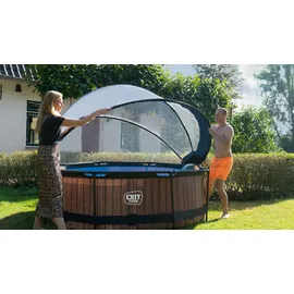 EXIT TOYS Wood Pool Set 360 x 76 cm inkl. Filterpumpe und Abdeckung