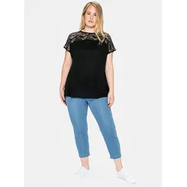 sheego Spitzenshirt Schwarz 44/46