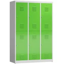 Classix Spind Stahl 119 x 50,0 x 180,0 cm Lichtgrau/Gelbgrün 6 Fächer abschließbar