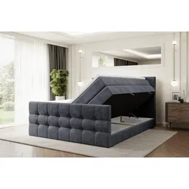 altdecor Boxspringbett mit Matratze und Lattenrost - BERO -Z KING - 160x200 cm - Dunkelgrau Samt - Topper, Fußteil, Polsterbett mit Bettkasten, Be... - Dunkelgrau
