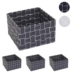 4er-Set Aufbewahrungskorb HWC-C37, Dekokorb Korb K√∂rbchen Aufbewahrung Regalkorb Deko 12x19x19cm ~ dunkelgrau