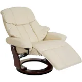 Robas Lund MCA Relaxsessel Calgary 2, Fernsehsessel Sessel, Echtleder 150kg belastbar ~ creme, Walnuss-Optik