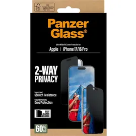 Panzer Glass PanzerGlass® 2-Way Privacy Displayschutz iPhone 17; 16 Pro Ultra-Wide Fit m. EasyAligner
