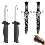 Pluvyze 4 Pcs Fake Messer Fake Knife Spielzeug Messer Piraten Schwert Zauberspielzeug,Zaubershow-Partygeschenke,Geeignet Als Piratenkostümzubehör,Piratenparty-Requisiten