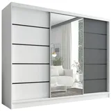A&J MöbelLand Schiebetürenschrank AURELIA 2 200 x 0 x 0 cm Grau/Weiß
