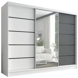 A&J MöbelLand Schiebetürenschrank AURELIA 2 200 x 0 x 0 cm Grau/Weiß