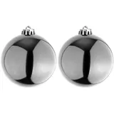 Mojawo 2er XXXL Weihnachtsbaumkugeln Dekokugel Christbaumkugeln Silber Ø 25cm