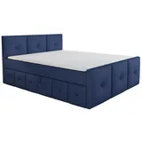 A&J MöbelLand Boxspringbett BOE 200 x 200 cm Blau