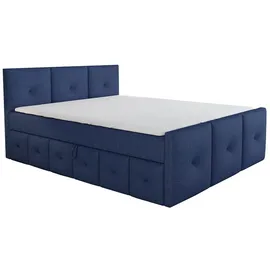 A&J MöbelLand Boxspringbett BOE 200 x 200 cm Blau