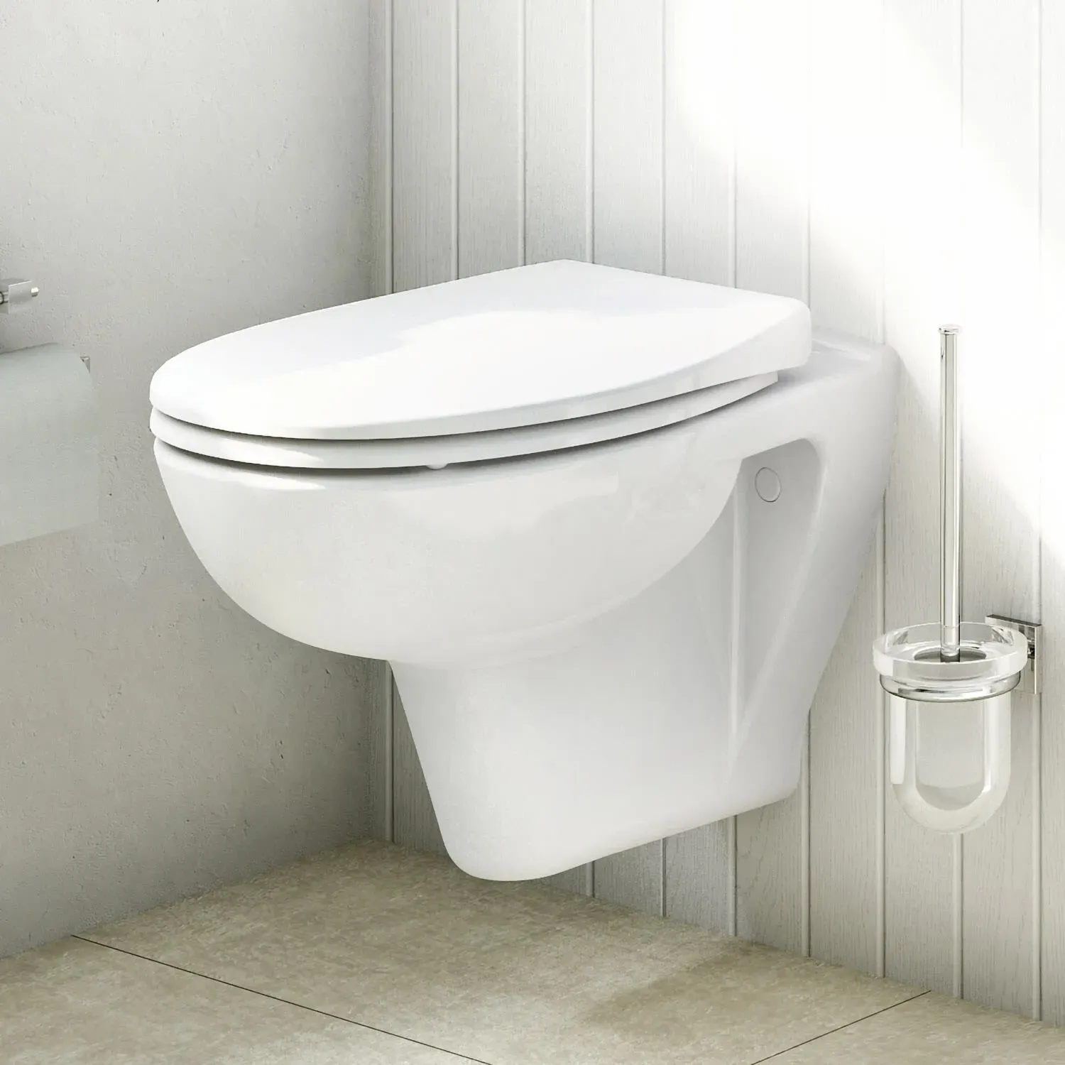 VitrA S20 Wand-WC VitrA Flush 2.0, ohne Spülrand mit WC-Sitz Slim Wrap