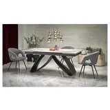 Ausziehbarer Tisch Hilario weißer Marmor/schwarz - Beige